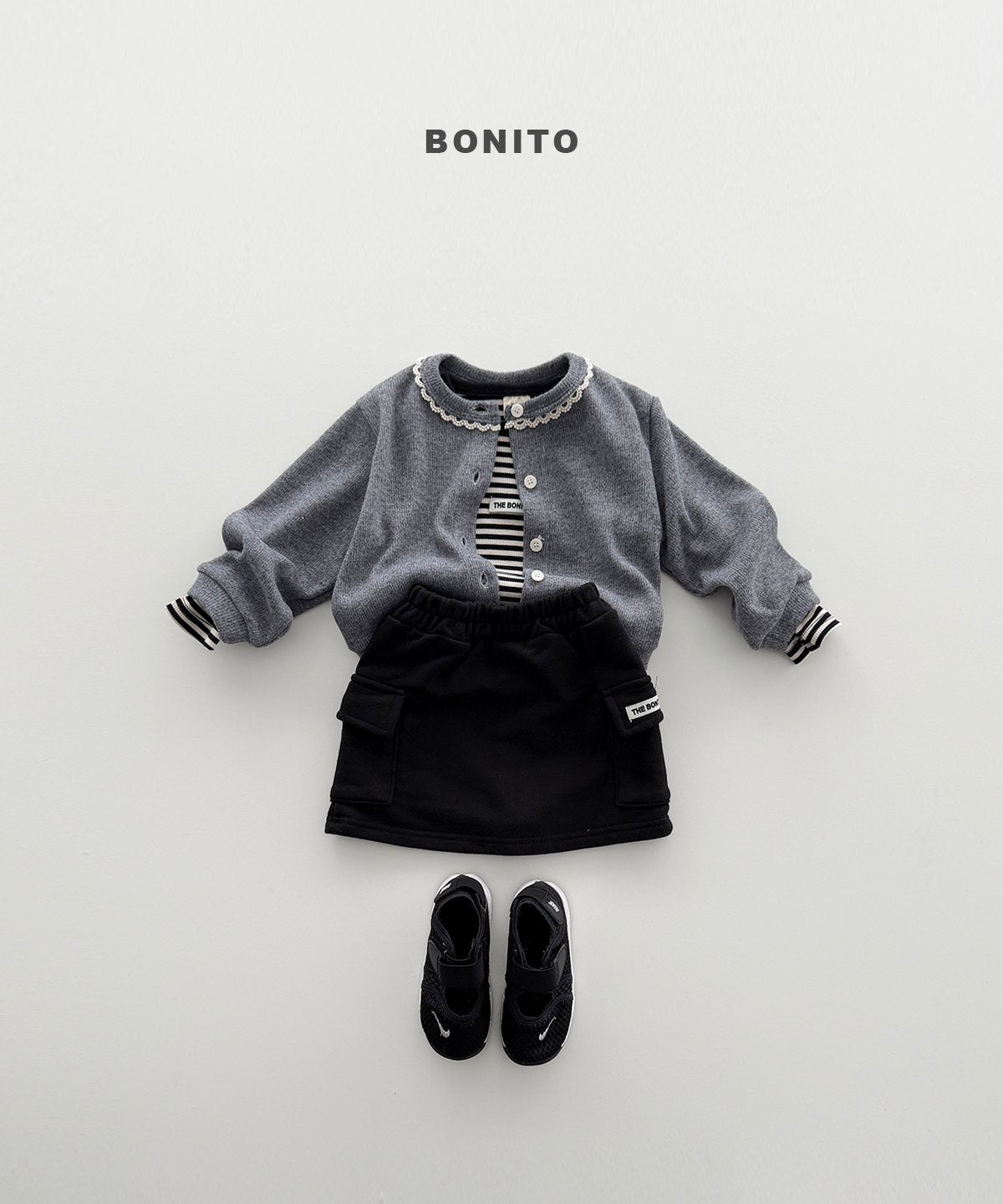 Beyond Cardigan×Cargo Skirt×Series Ribbed Tee