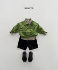 Check Shirt×Corduroy Shorts×V-neck Sweatshirt