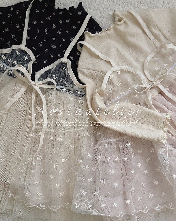 lace ribbon open dress