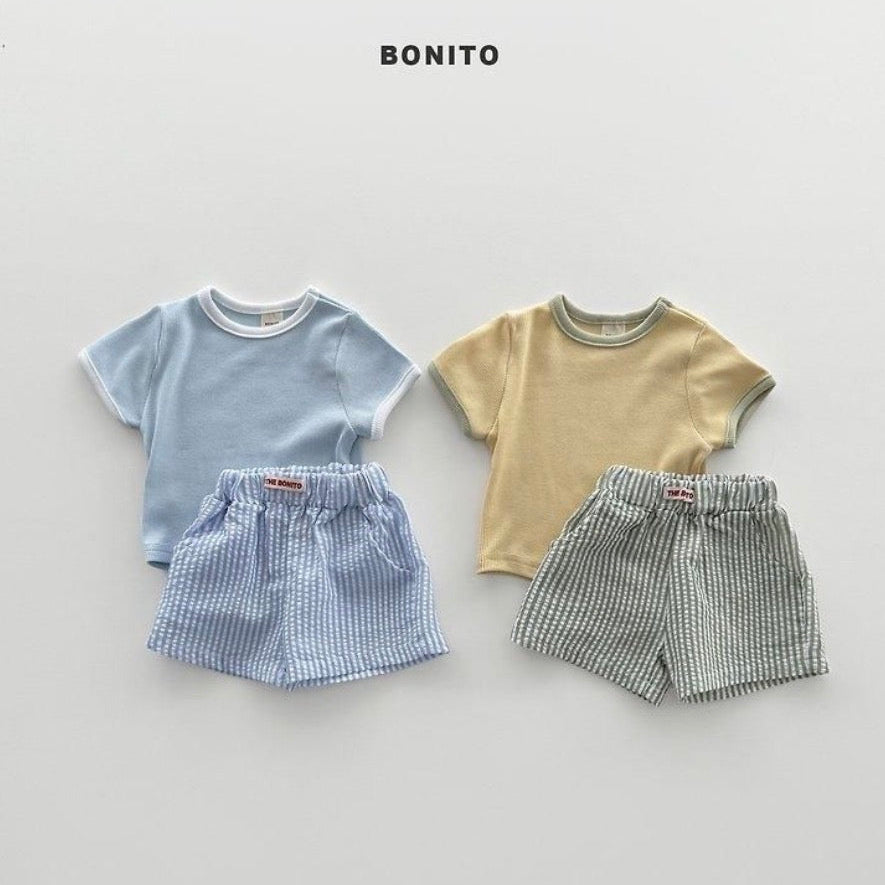 Baby stripe half pants set
