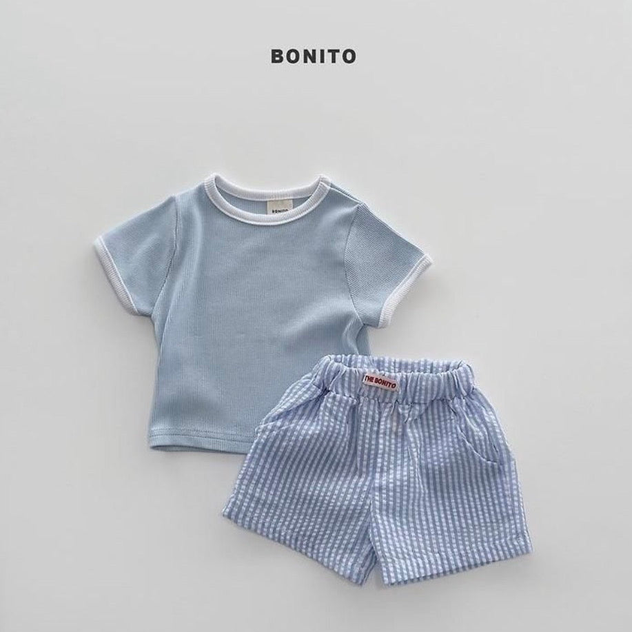 Baby stripe half pants set