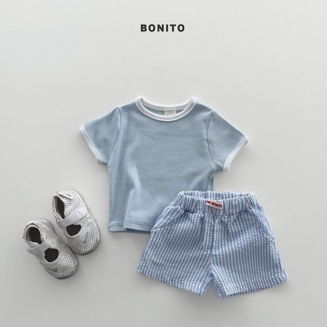Baby stripe half pants set