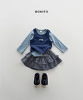 Check Cancan Skirt×Color Ribbed Tee×Ribbed Layered Sleeveless