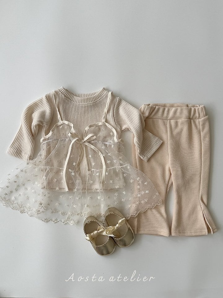 lace ribbon open dress