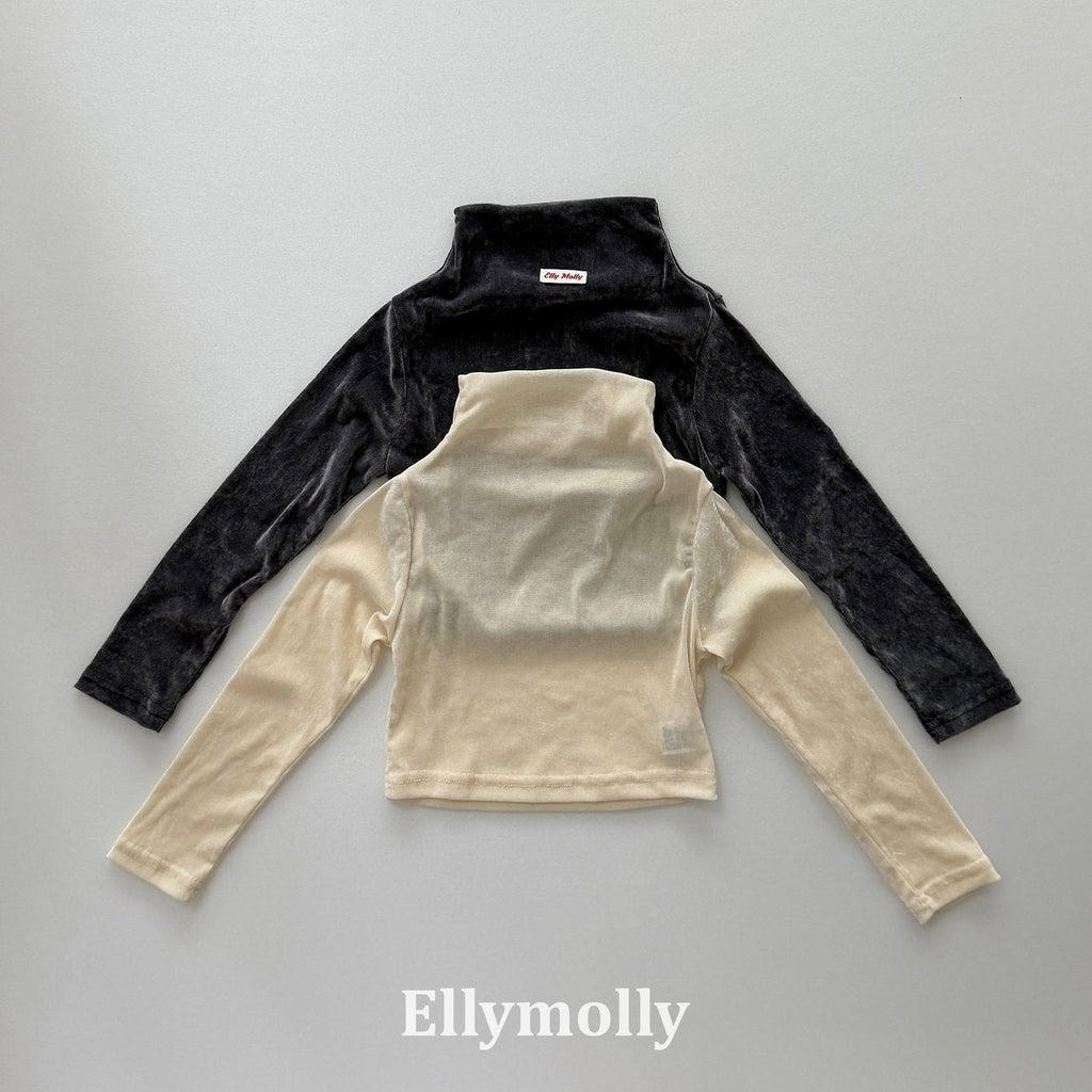 Elly Molly Velvet Mesh Half Turtleneck