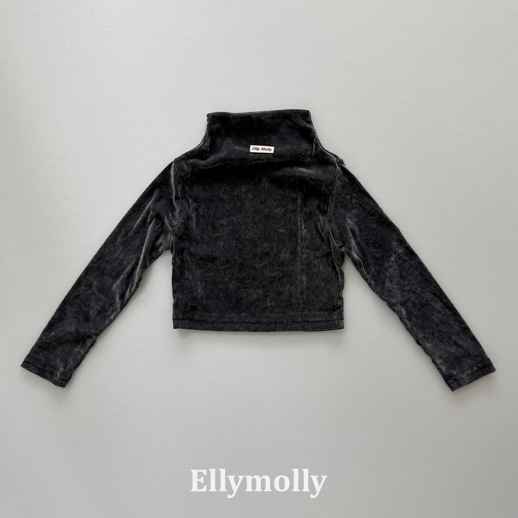 Elly Molly Velvet Mesh Half Turtleneck
