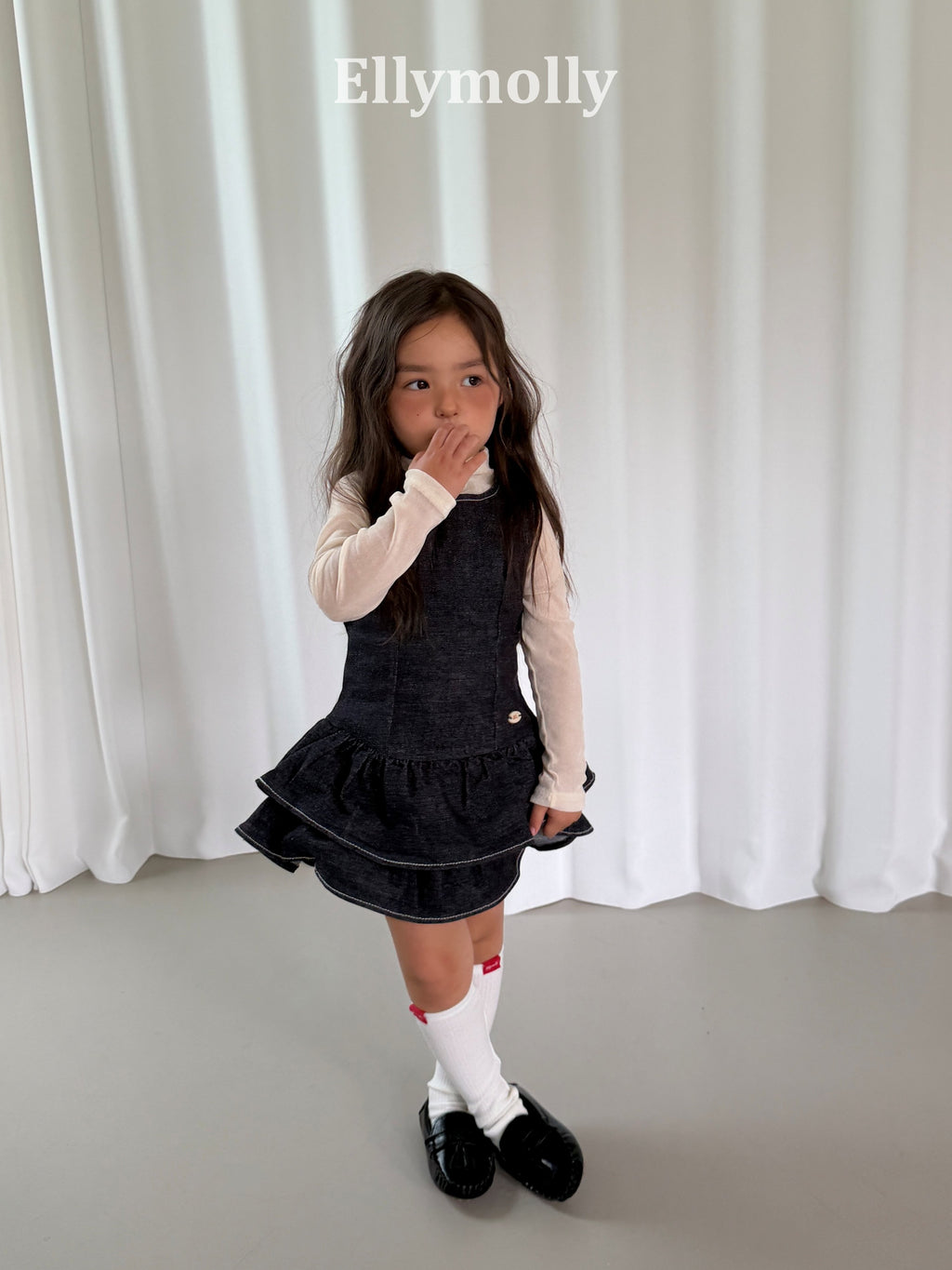 Elly Molly Velvet Mesh Half Turtleneck
