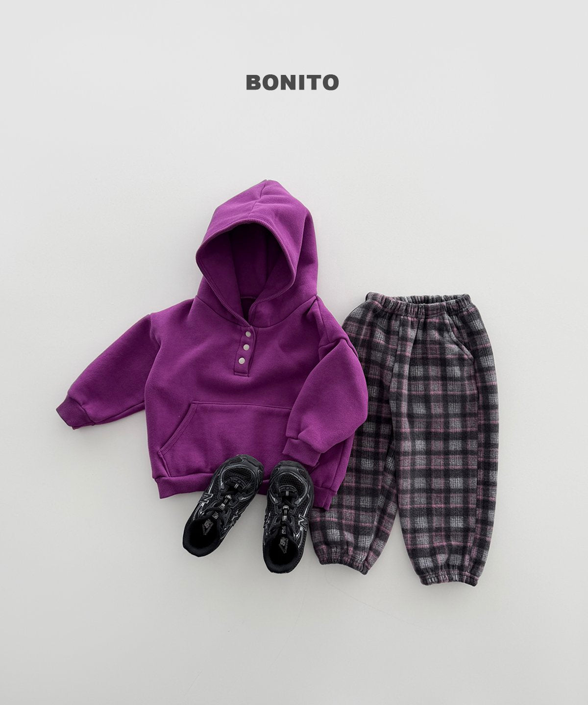 bonito チェック フリースジョガーパンツ