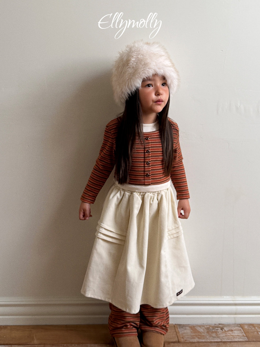 Elly Molly Pompom Corduroy Skirt