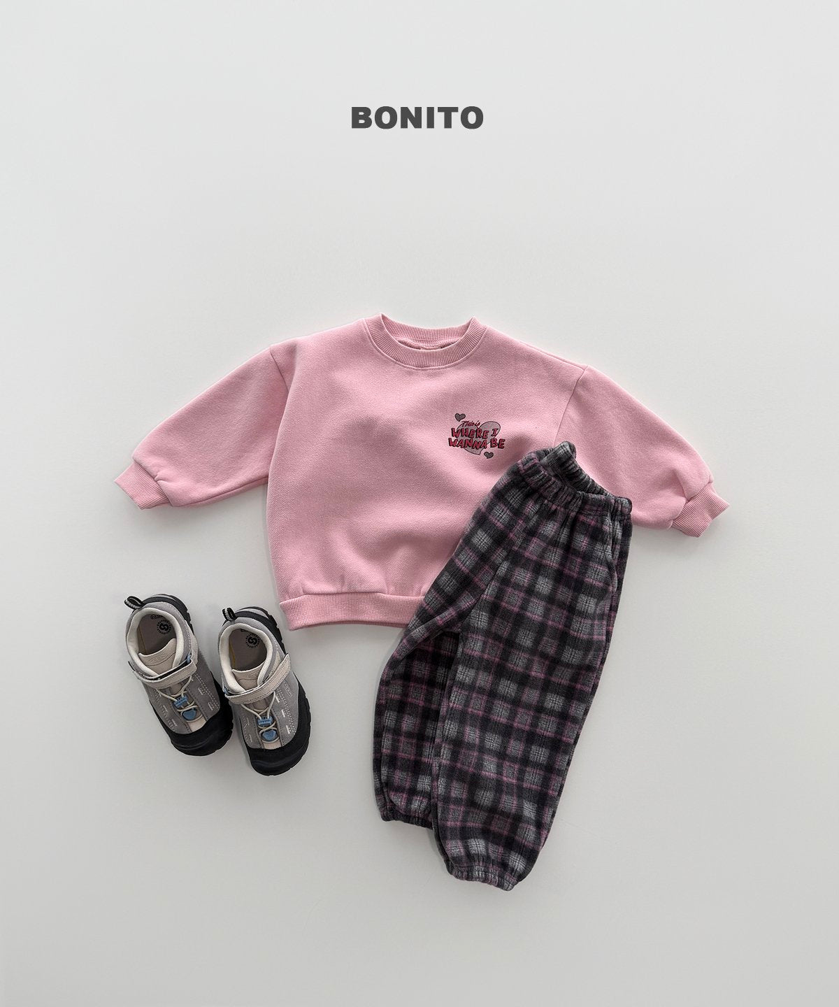 bonito チェック フリースジョガーパンツ