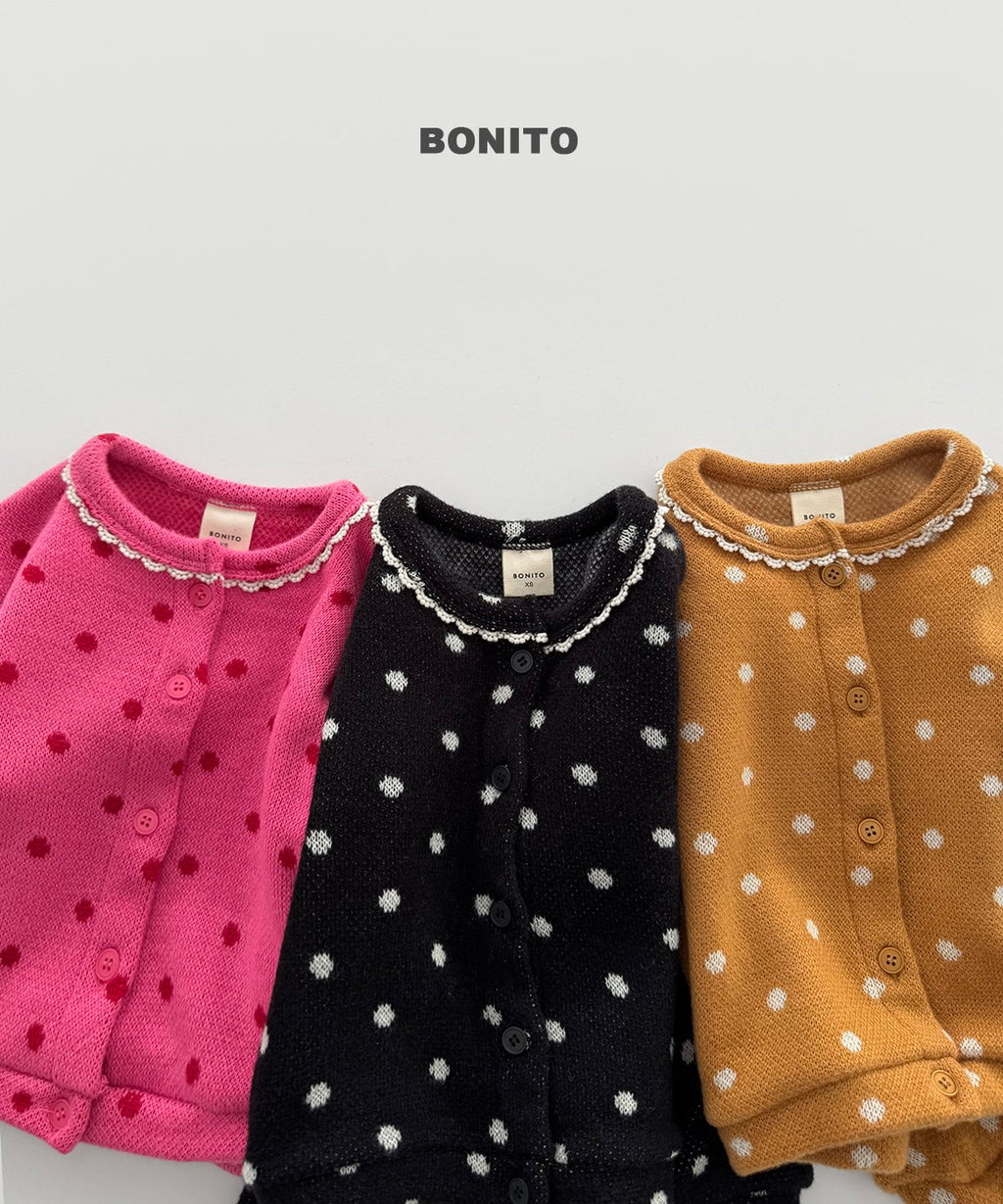 bonito ドット ニットカーディガン