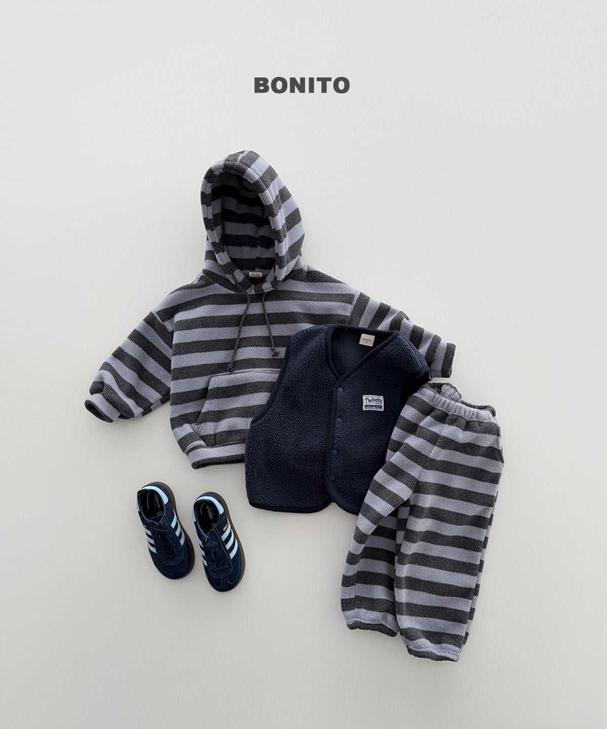 bonito ボールドボーダー フリースジョガーパンツ