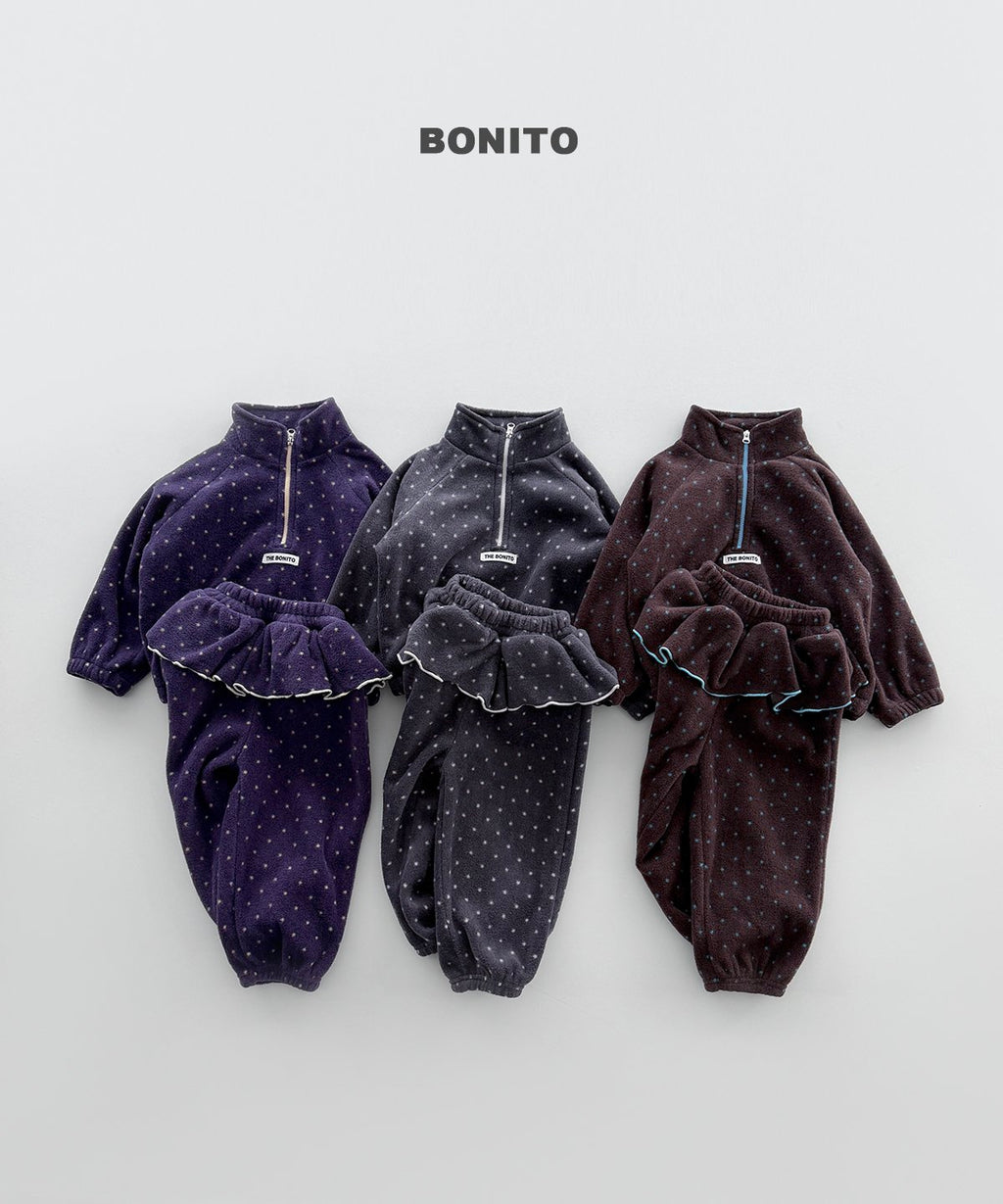 bonito ドットフリル ハーフジップセット