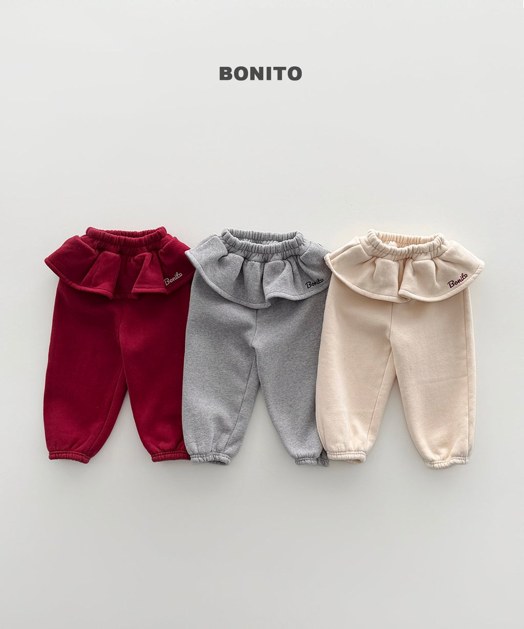 bonito フリル刺繍 ジョガーパンツ