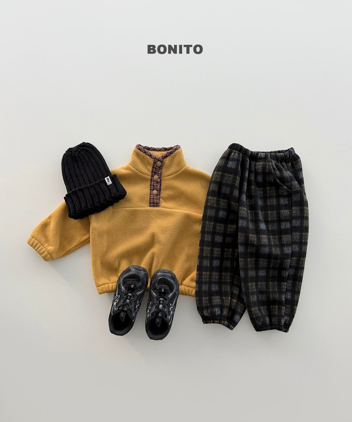 bonito チェック フリースジョガーパンツ