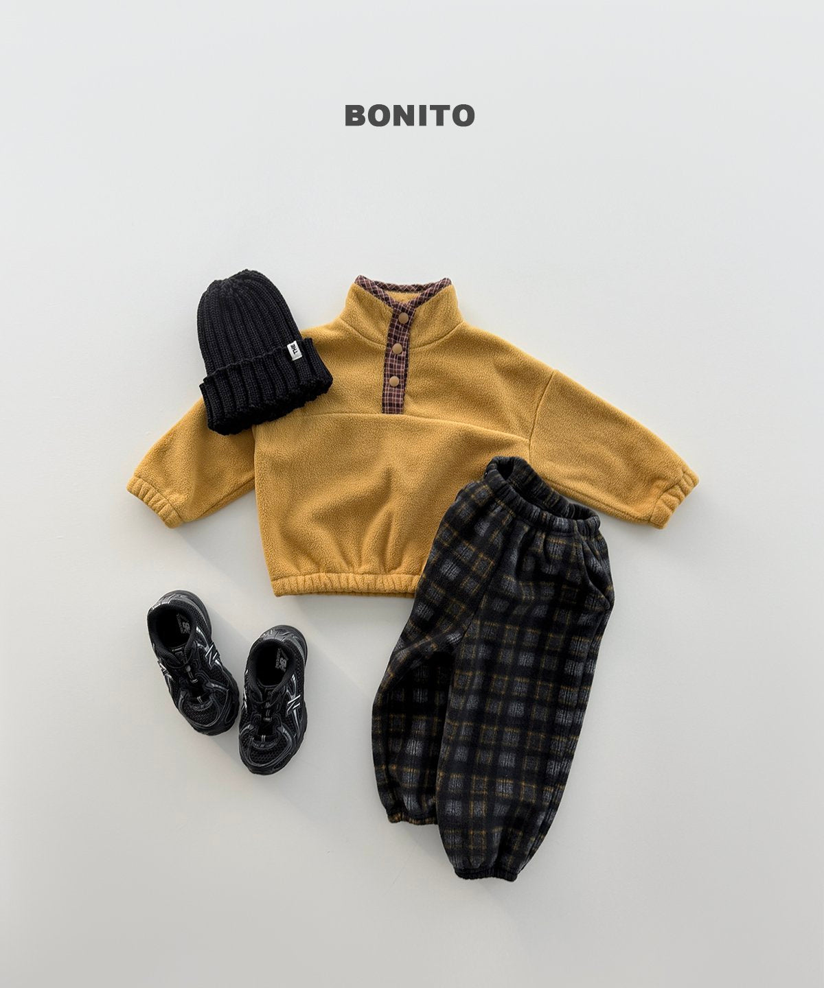 bonito チェック配色 フリース