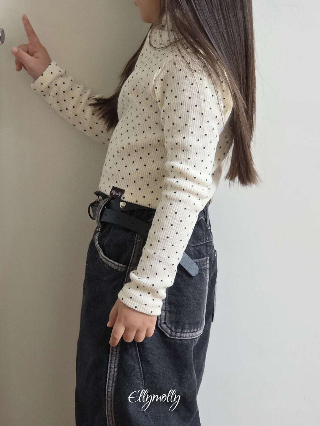 Elly Molly Dot Brushed Half Polo Tee