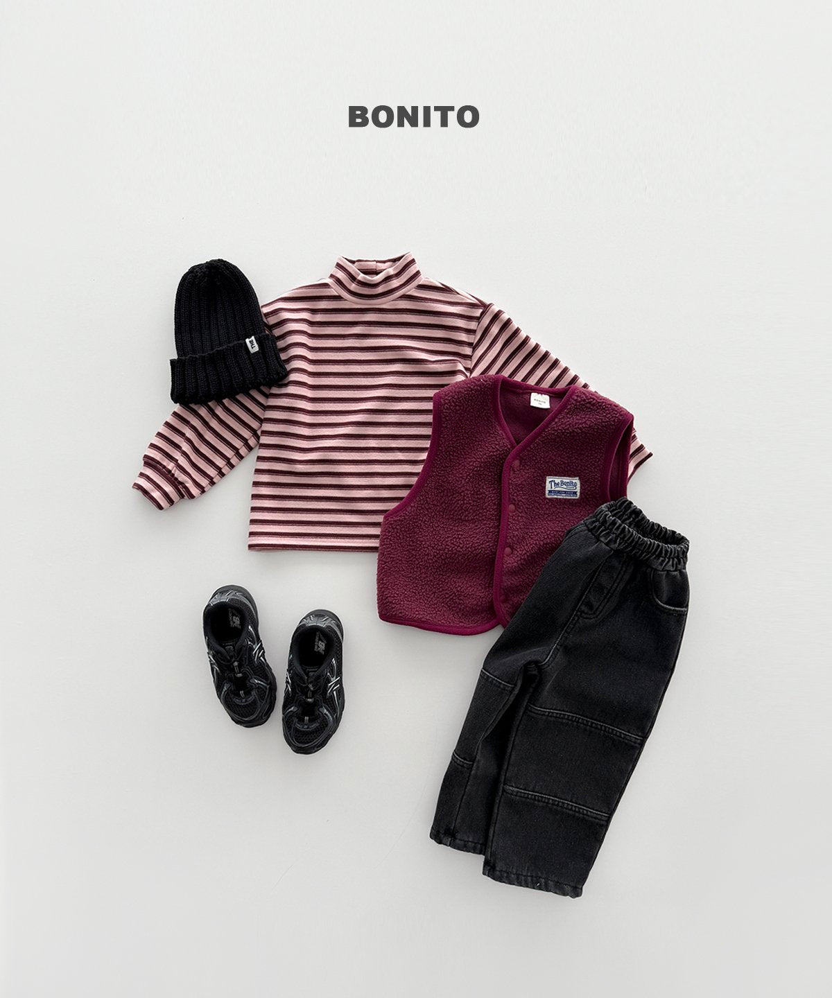 bonito レトロボーダー タートルネック