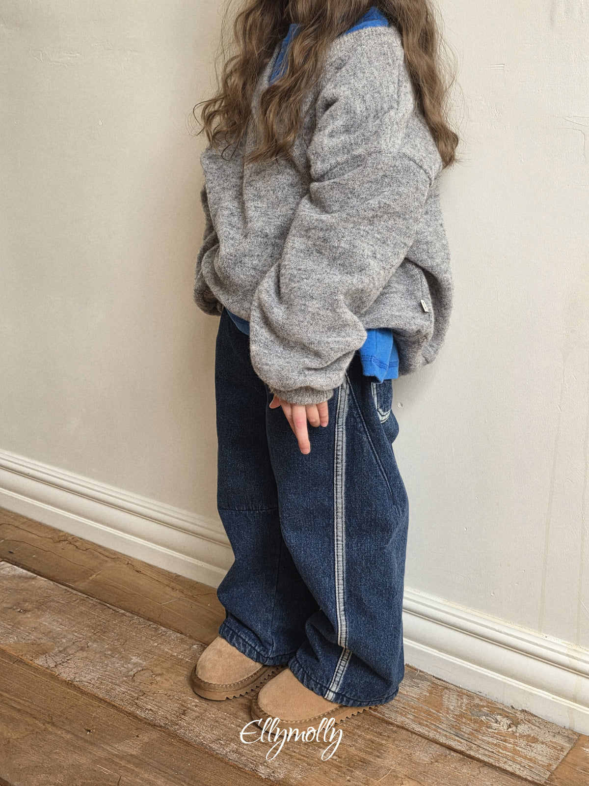 Elly Molly Linework Brushed Denim Pants