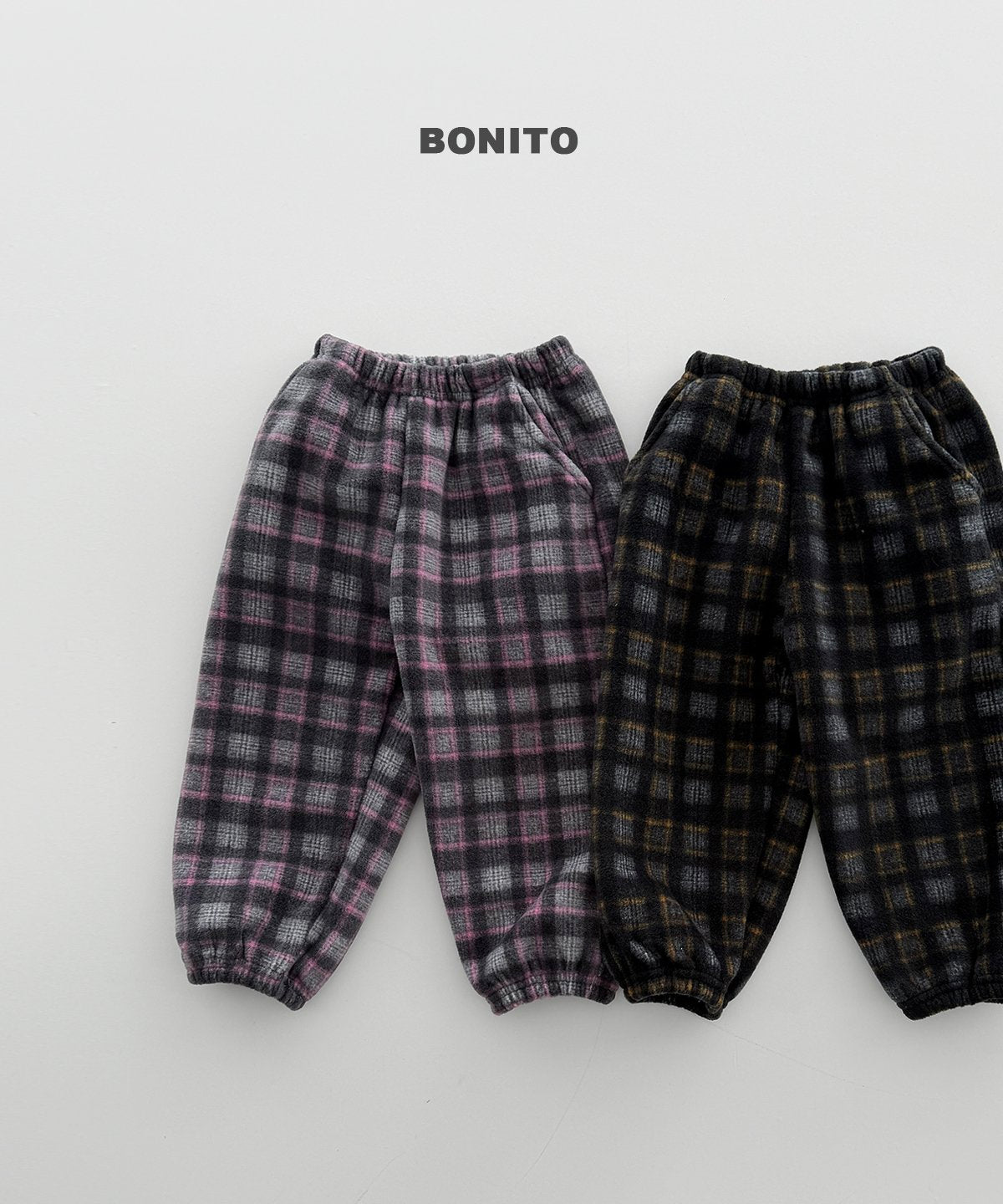 bonito チェック フリースジョガーパンツ
