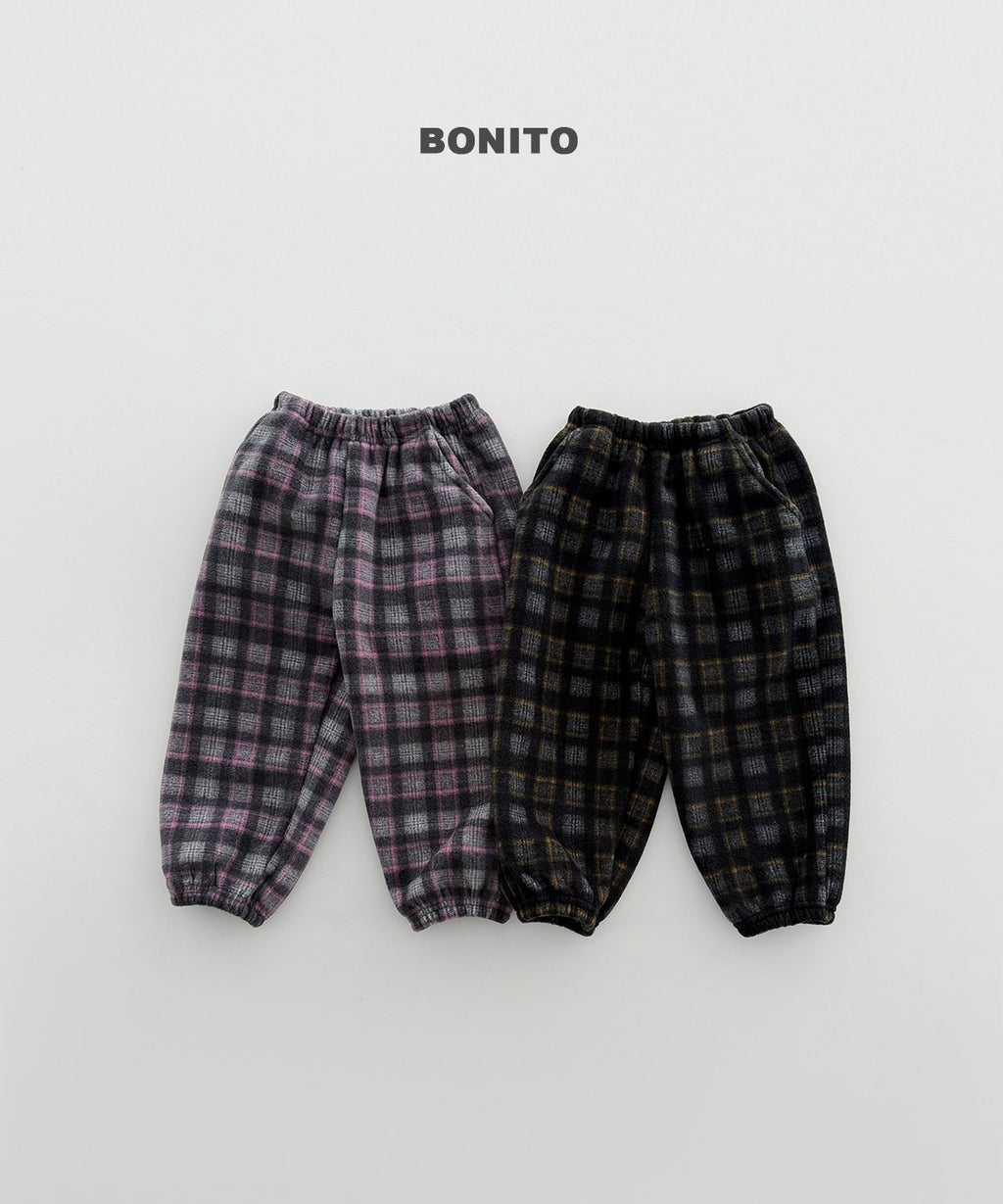 bonito チェック フリースジョガーパンツ