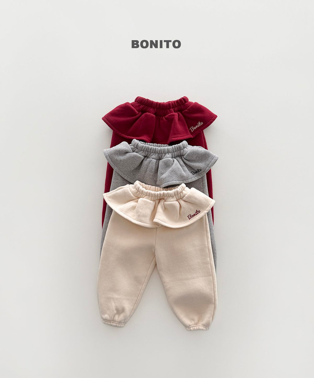 bonito フリル刺繍 ジョガーパンツ