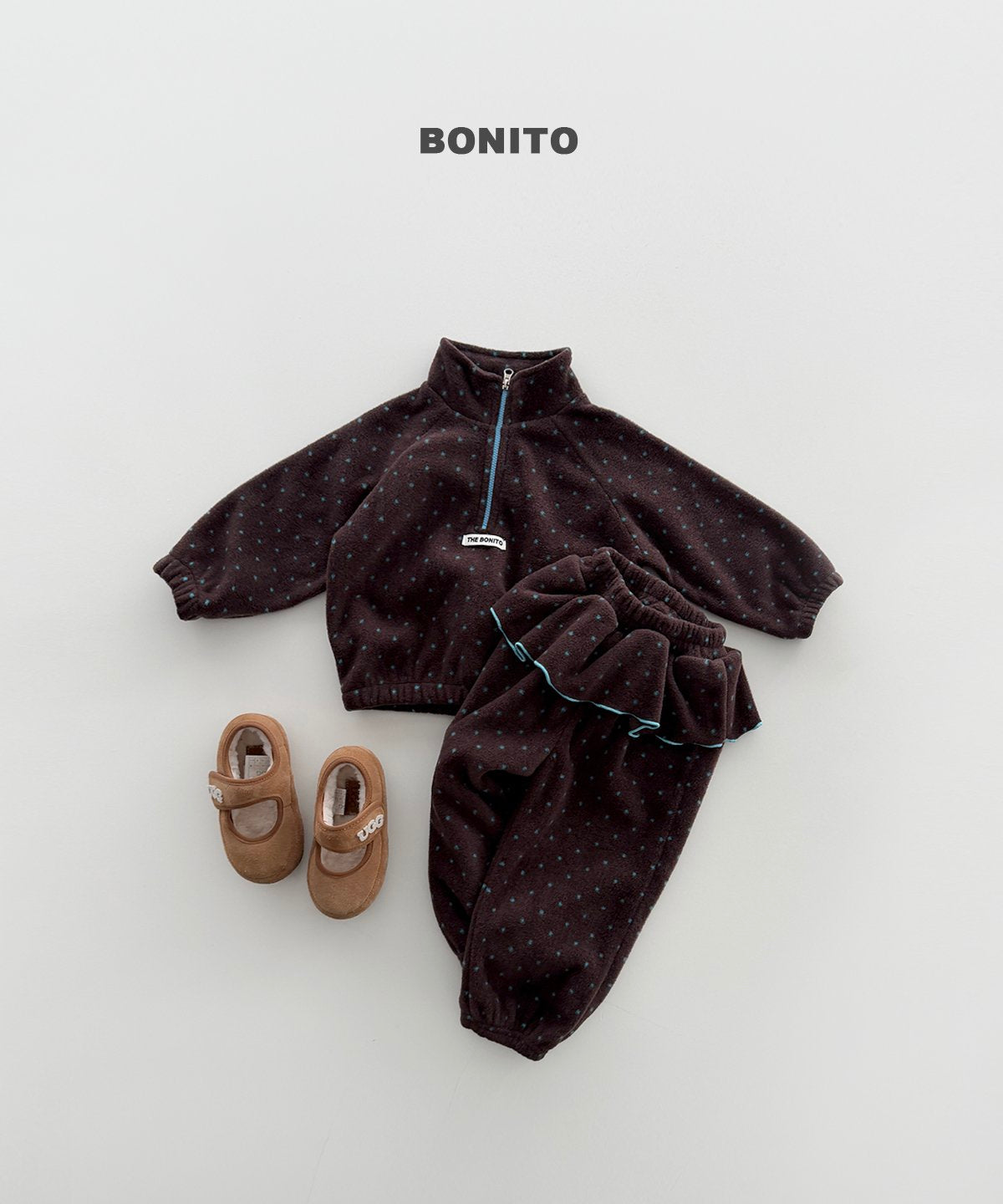bonito ドットフリル ハーフジップセット