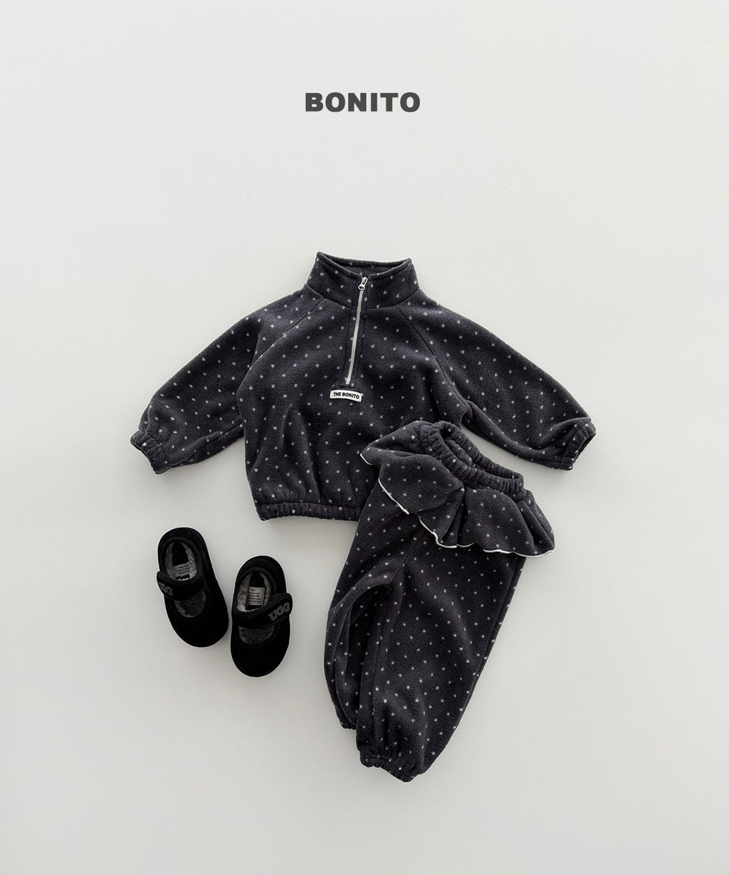 bonito ドットフリル ハーフジップセット