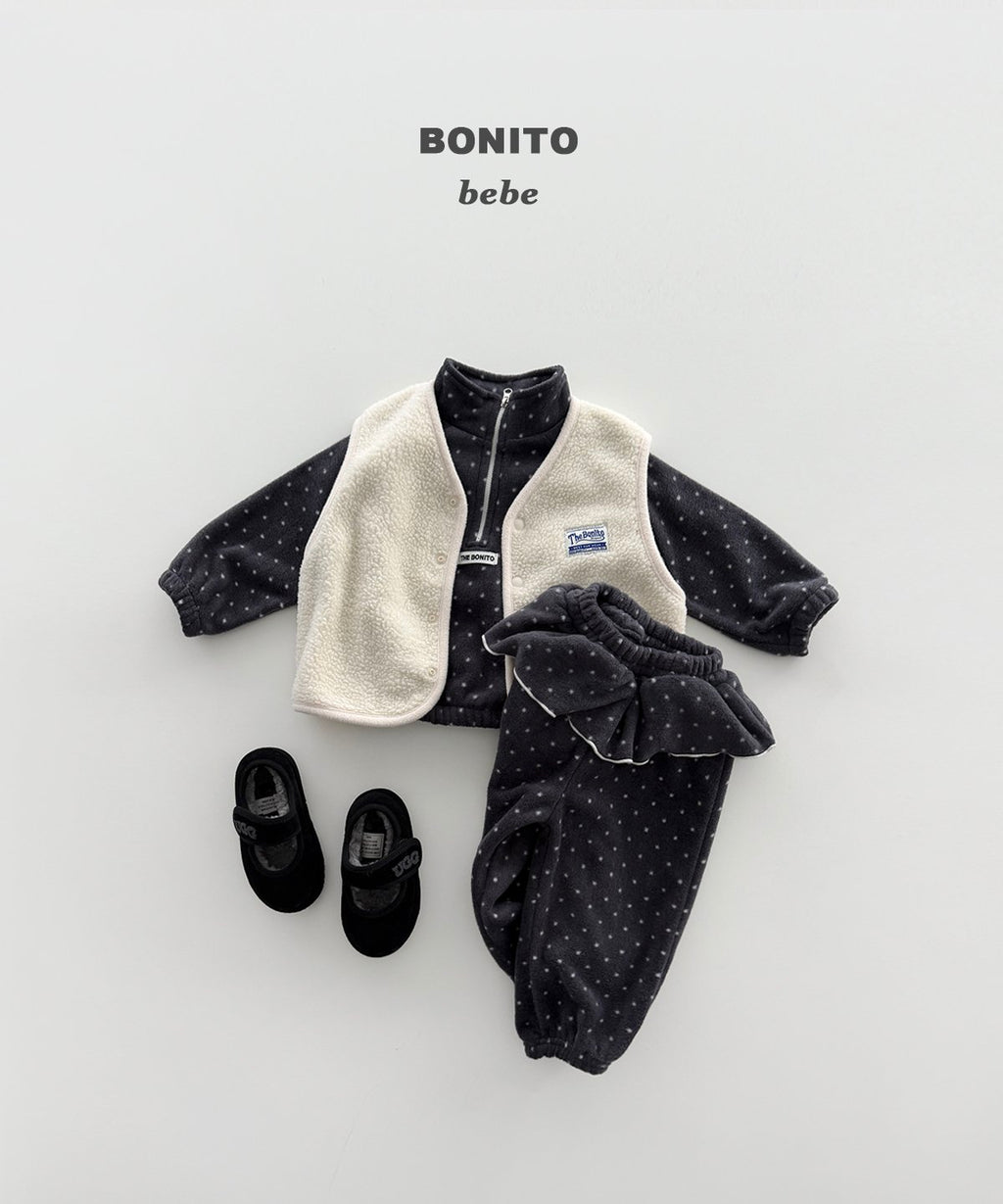 bonito ドットフリル ハーフジップセット