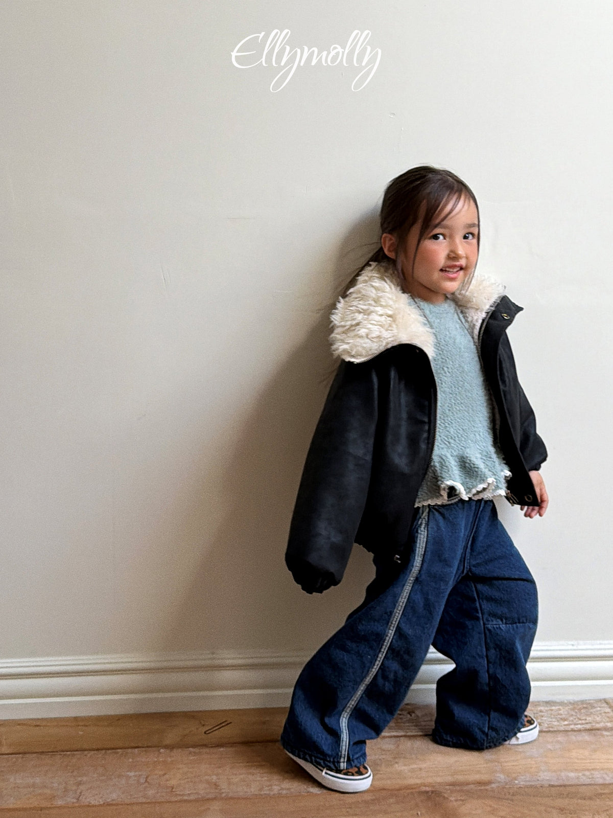 Elly Molly Big Collar Shearling Jumper