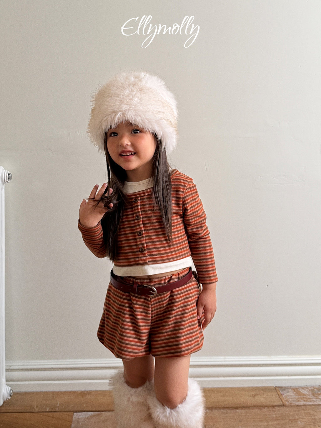 Elly Molly Latte Stripe Balloon Shorts