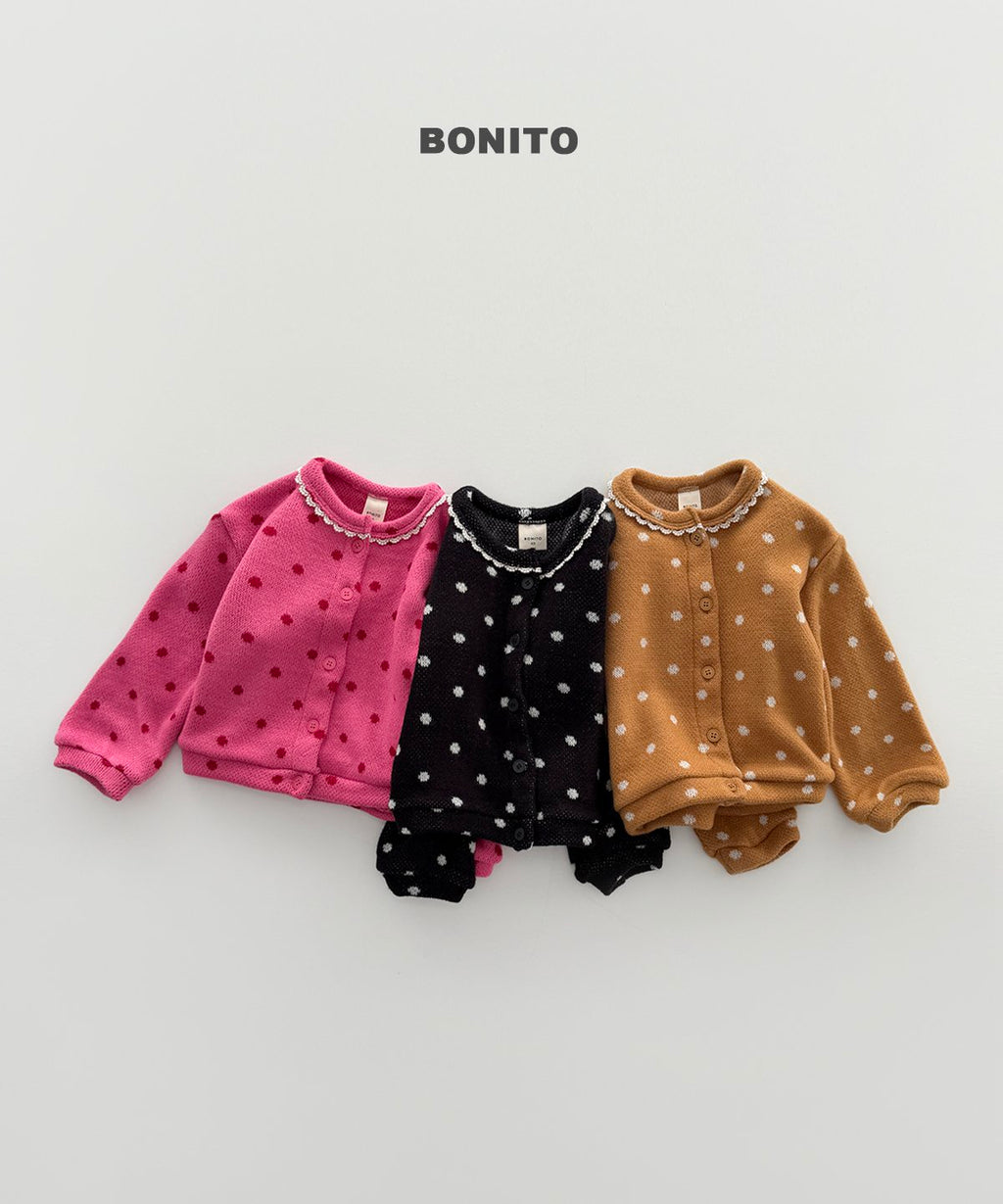 bonito ドット ニットカーディガン