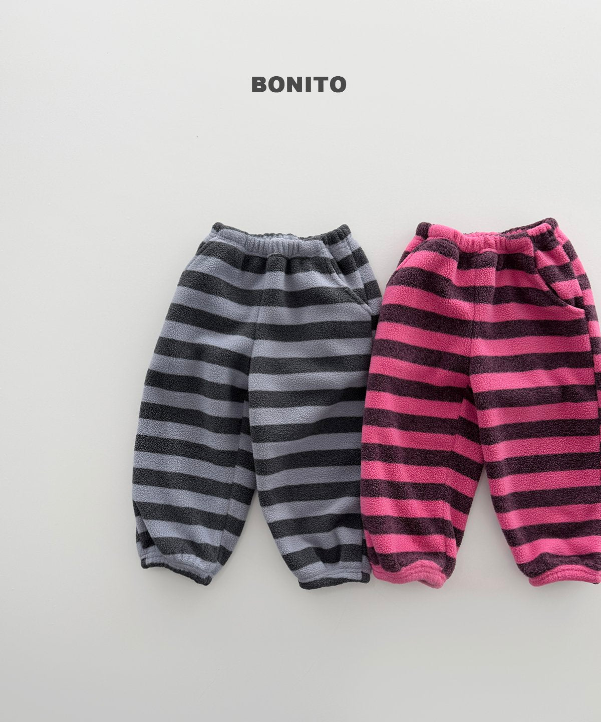 bonito ボールドボーダー フリースジョガーパンツ