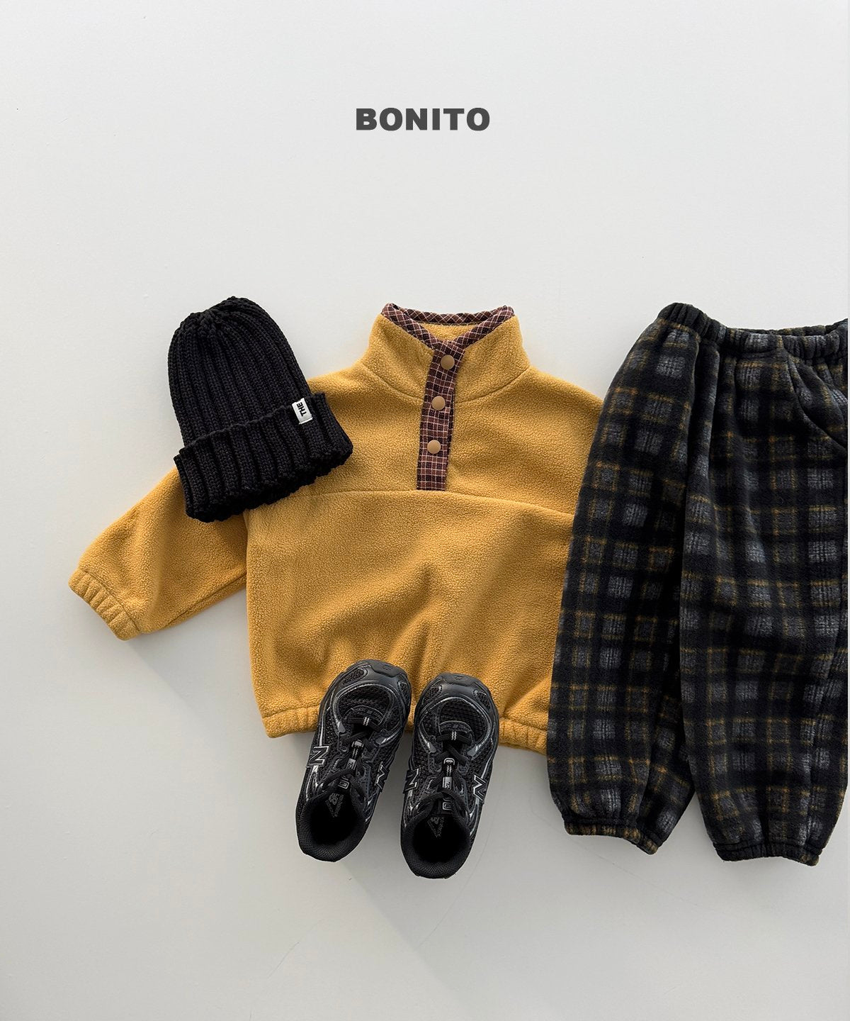 bonito チェック フリースジョガーパンツ