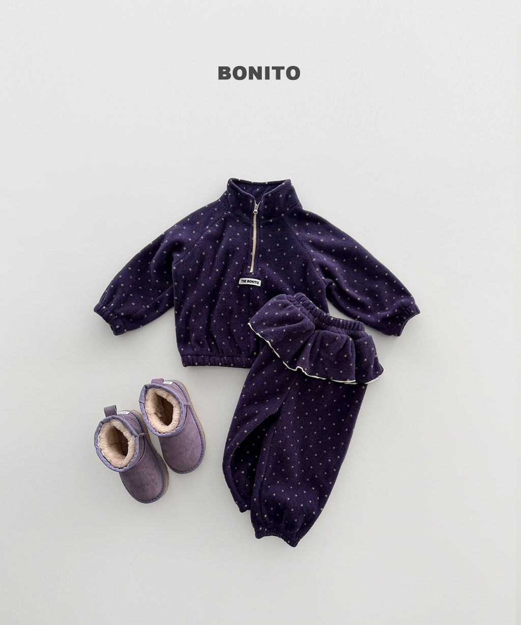 bonito ドットフリル ハーフジップセット