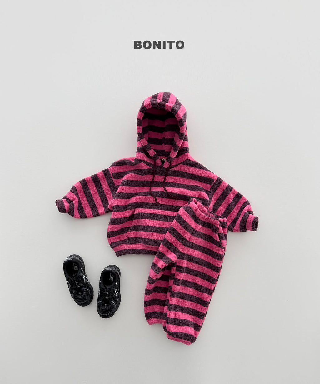 bonito ボールドボーダー フリースジョガーパンツ