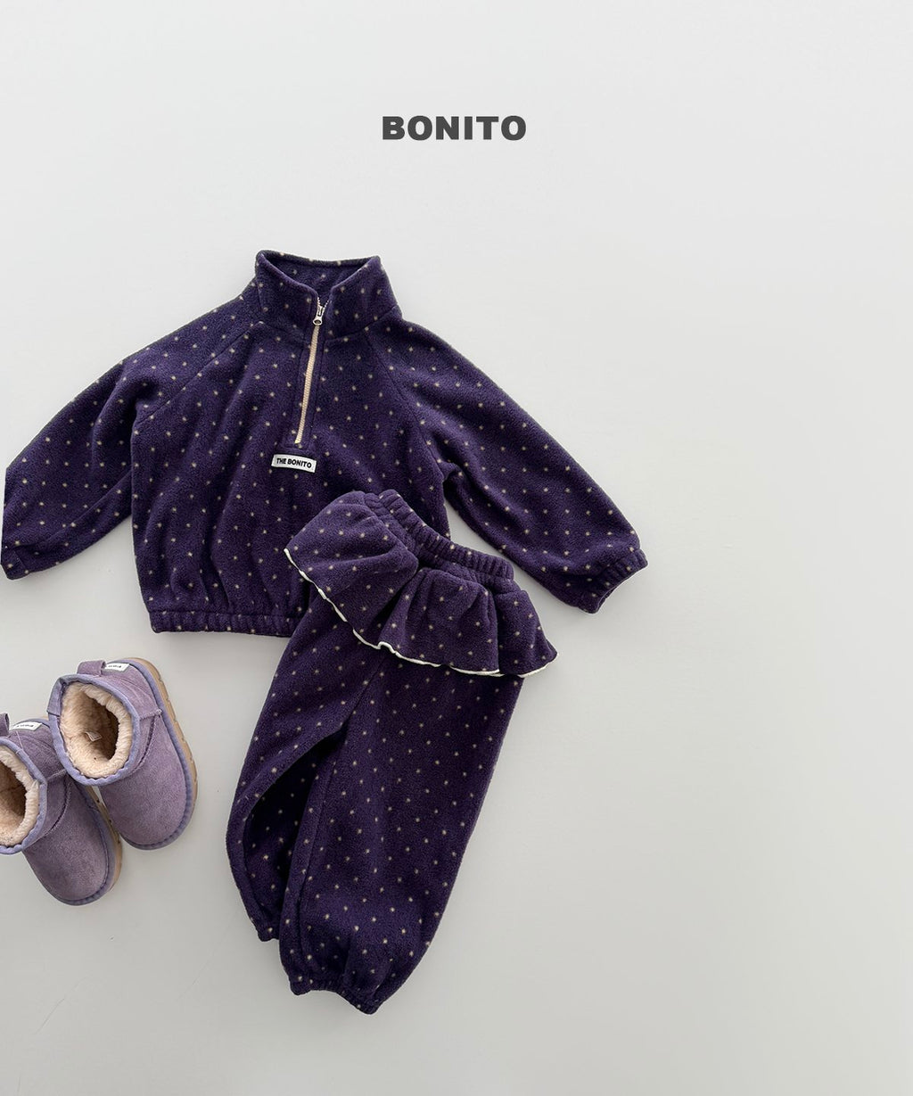 bonito ドットフリル ハーフジップセット