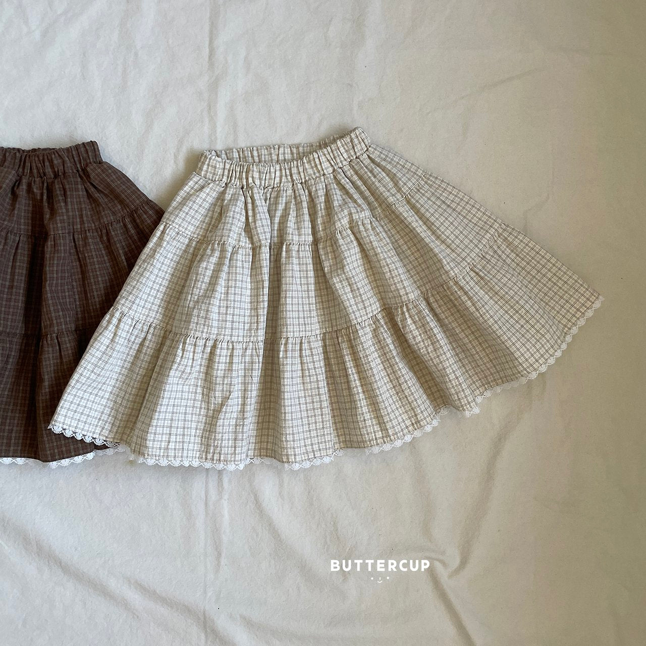 Buttercup Check Tiered Skirt