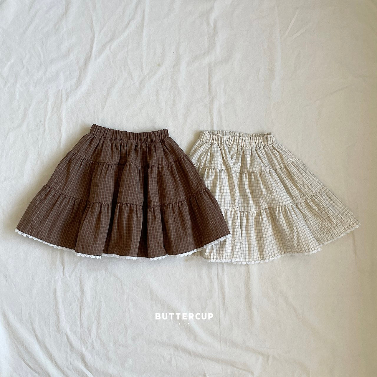 Buttercup Check Tiered Skirt