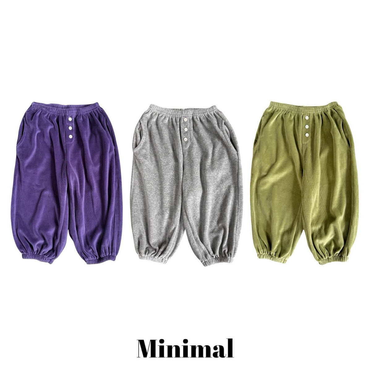 Minimal Velour Button Jogger Pants