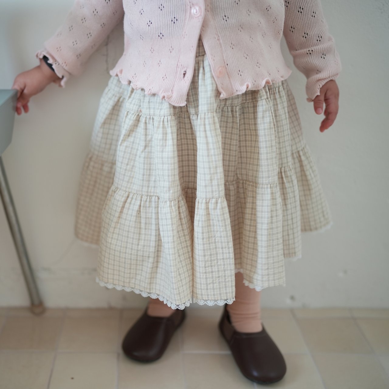 Buttercup Check Tiered Skirt