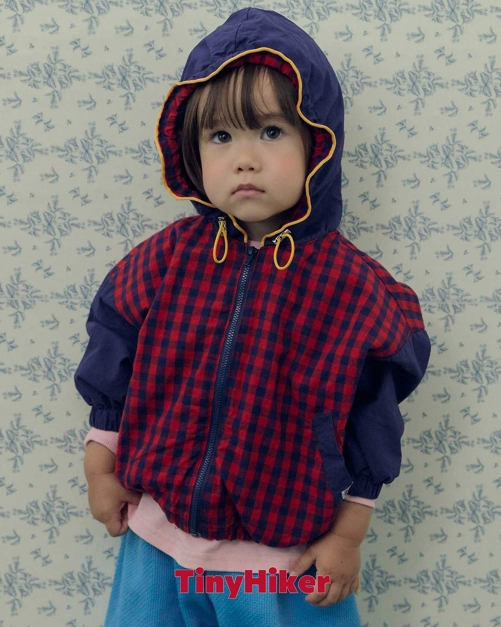 Tiny Hiker Bbosik Check Hooded Jumper