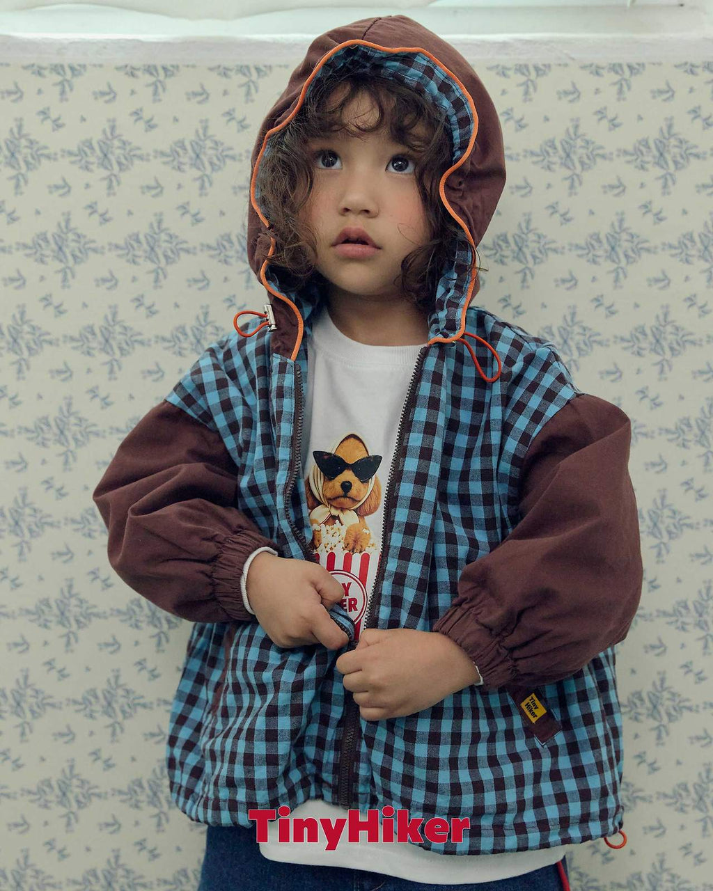 Tiny Hiker Bbosik Check Hooded Jumper