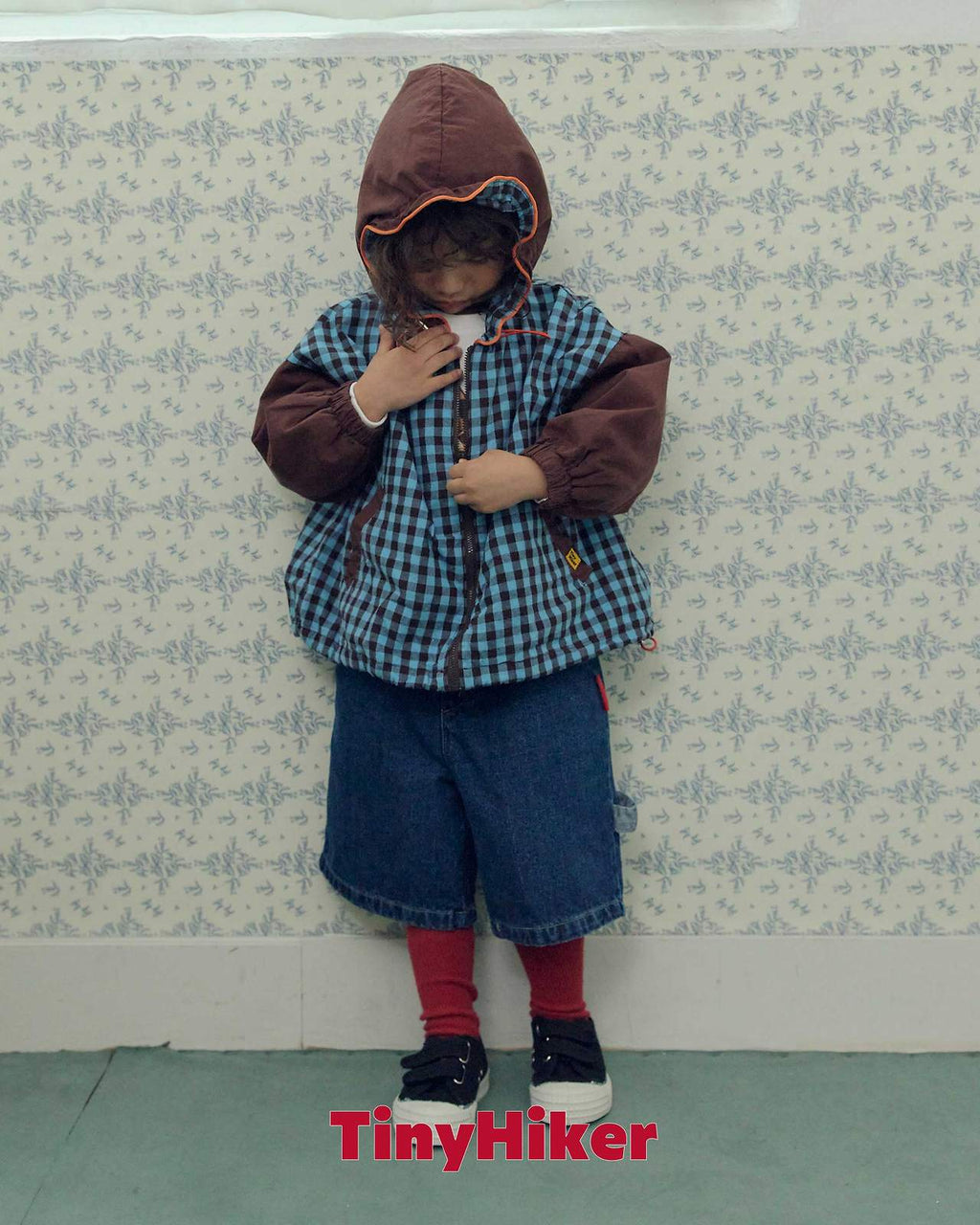 Tiny Hiker Bbosik Check Hooded Jumper