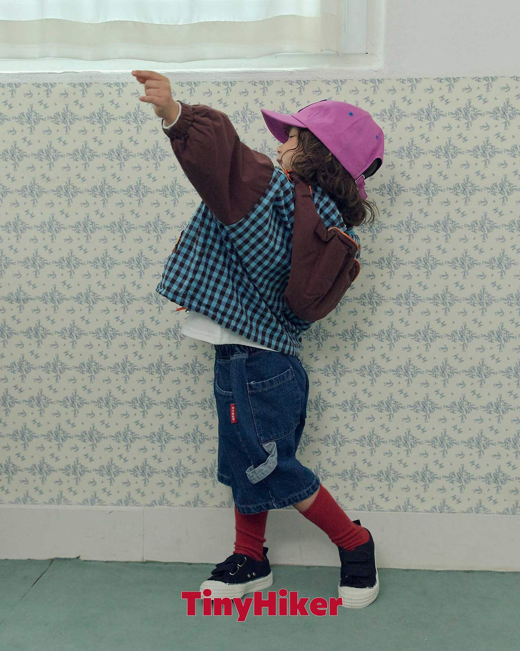 Tiny Hiker Bbosik Check Hooded Jumper