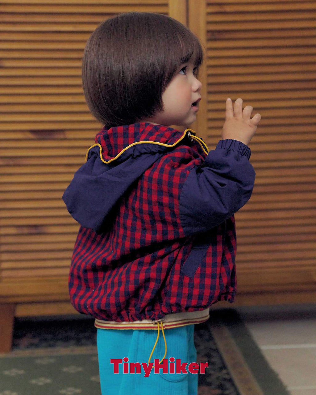 Tiny Hiker Bbosik Check Hooded Jumper