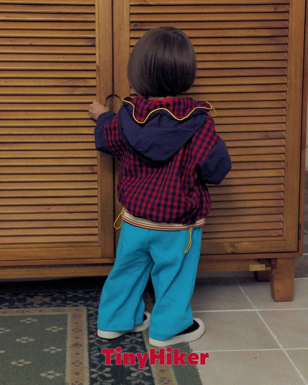 Tiny Hiker Bbosik Check Hooded Jumper