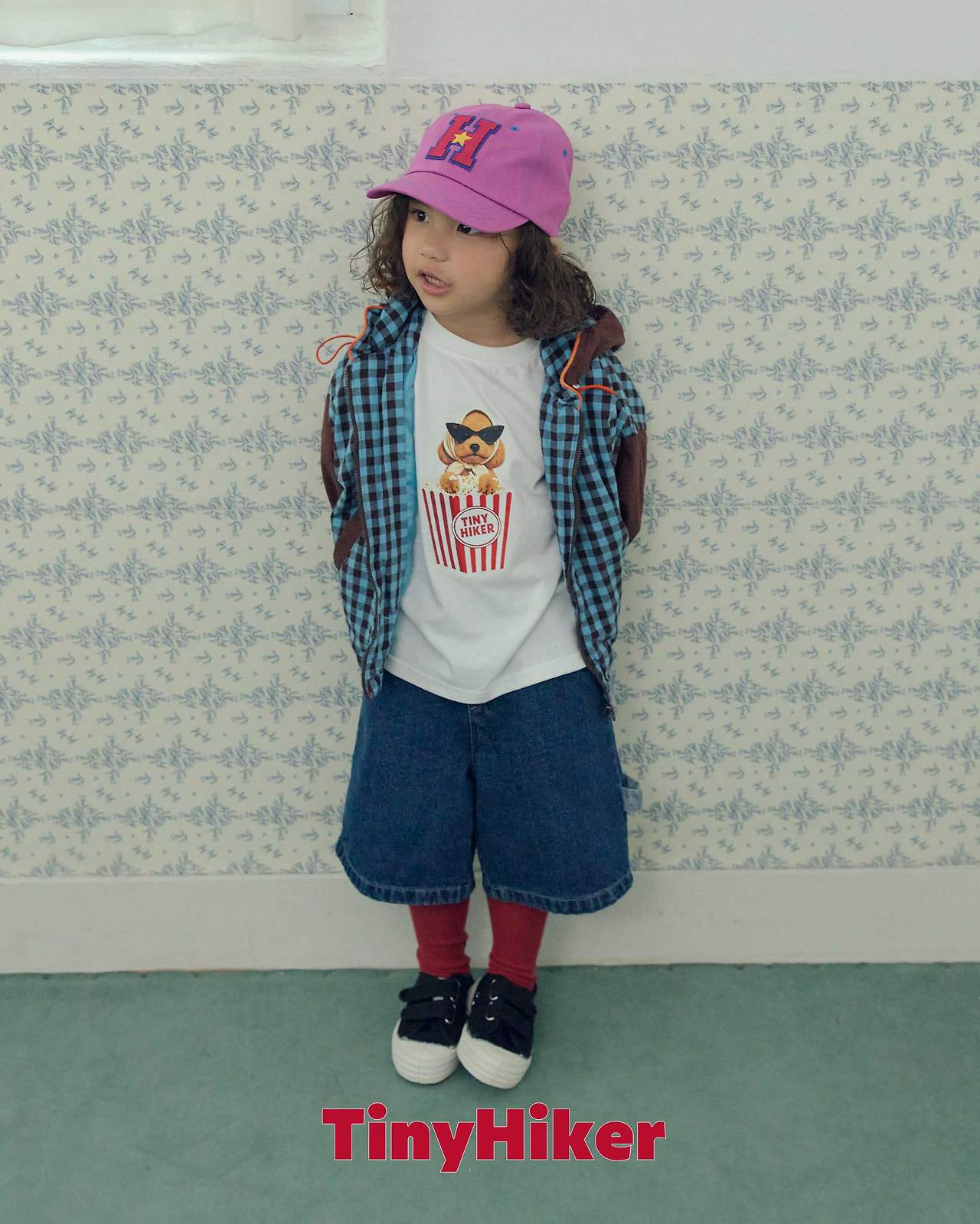 Tiny Hiker Bbosik Check Hooded Jumper