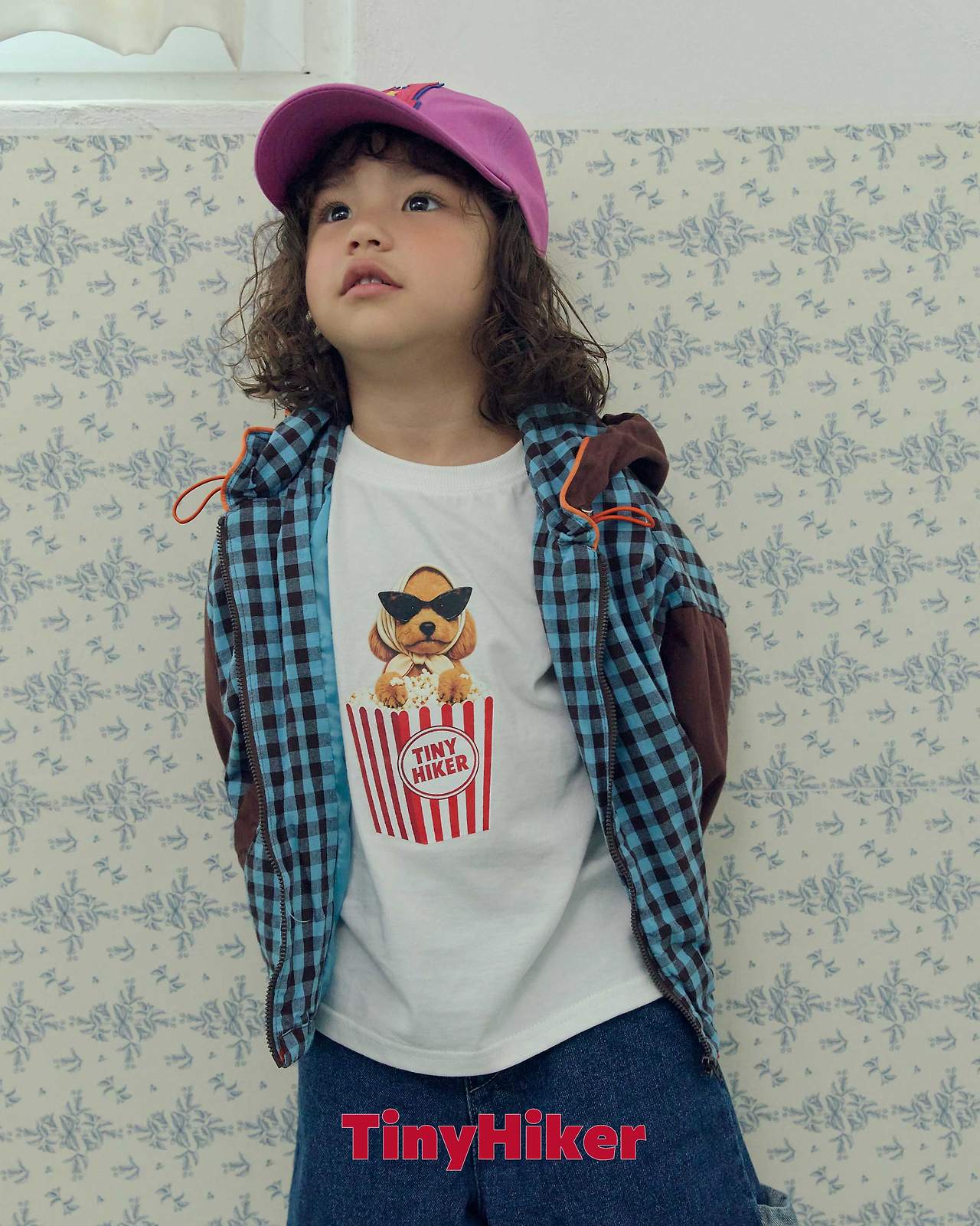 Tiny Hiker Bbosik Check Hooded Jumper