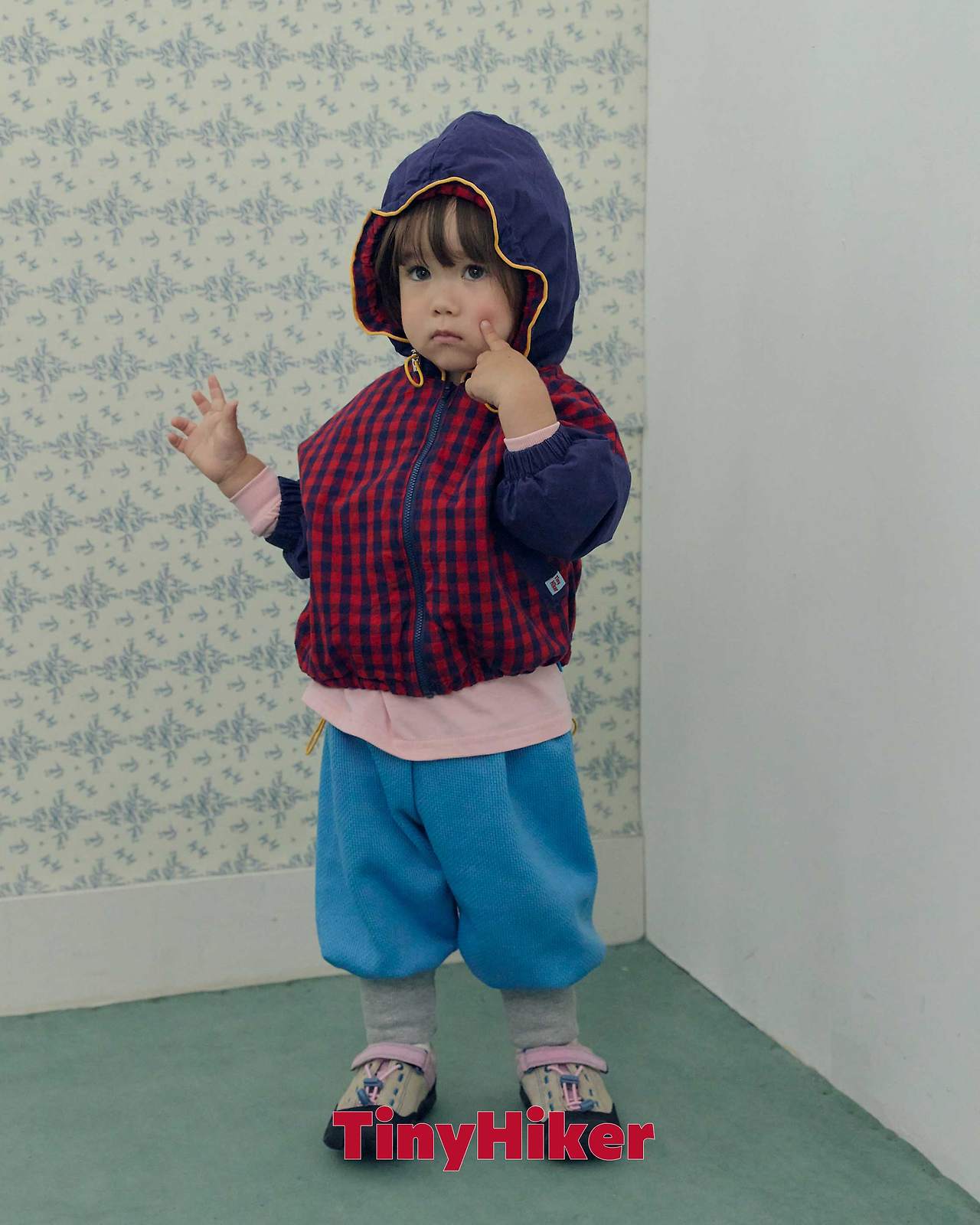 Tiny Hiker Bbosik Check Hooded Jumper